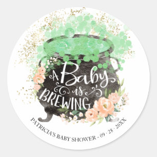 A Baby Is Brewing Halloween Baby Shower  Classic R Classic Round Sticker