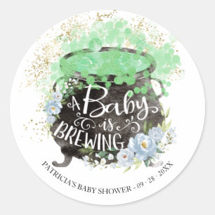 A Baby Is Brewing Halloween Baby Shower  Classic R Classic Round Sticker