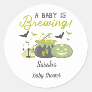 A Baby Is Brewing Halloween Baby Shower Classic Round Sticker