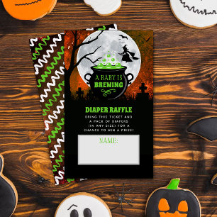 A Baby Is Brewing Halloween Baby Shower Diaper Enclosure Card
