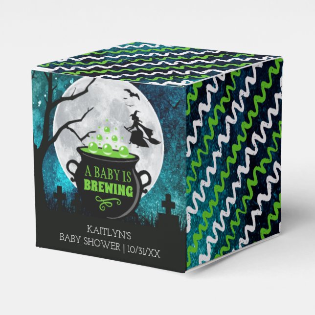 A Baby Is Brewing Halloween Baby Shower Favour Box (Front Side)