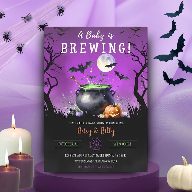 A Baby Is Brewing Halloween Baby Shower Invitation (Creator Uploaded)