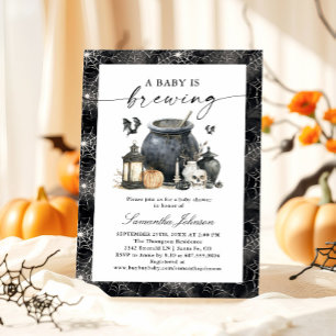 A Baby Is Brewing Halloween Baby Shower Invitation