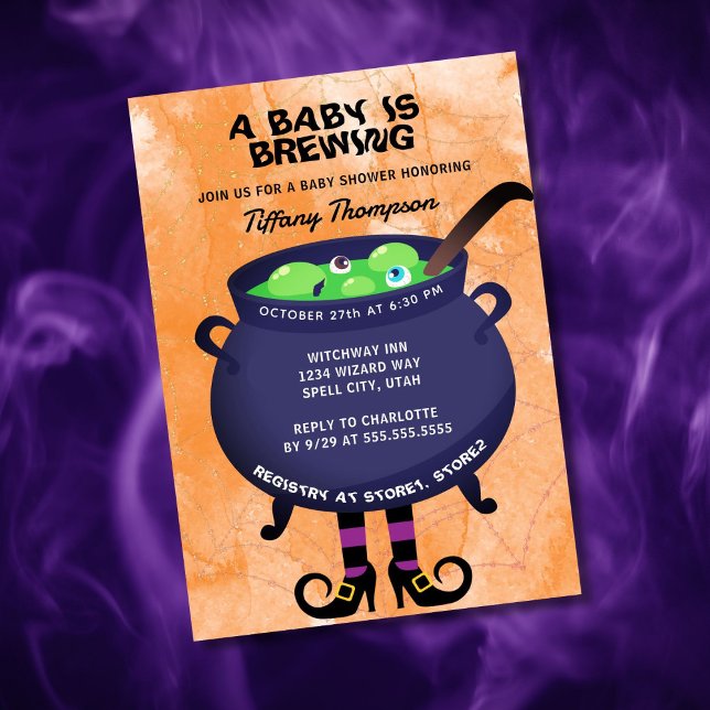 A Baby is Brewing Halloween Baby Shower Invitation (Creator Uploaded)