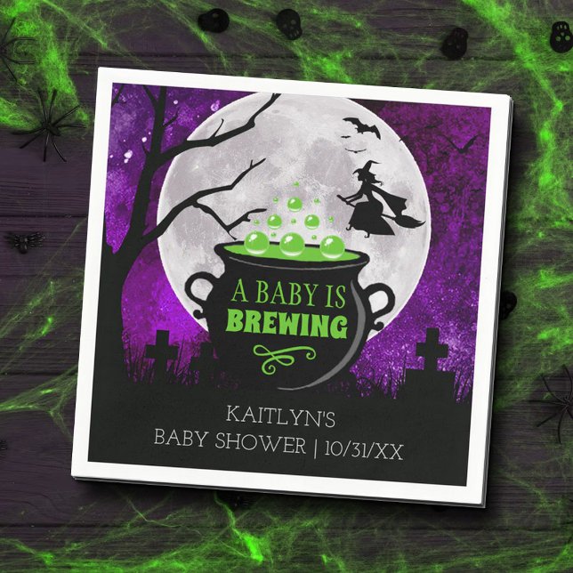 A Baby Is Brewing Halloween Baby Shower Napkin (Creator Uploaded)