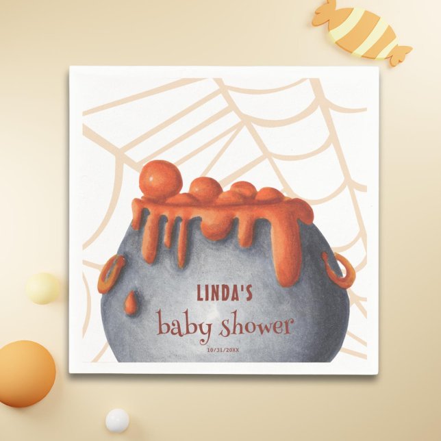 A Baby is Brewing Halloween Baby Shower Napkin (Creator Uploaded)