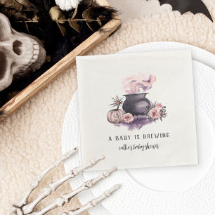 A Baby Is Brewing   Halloween Baby Shower Napkin