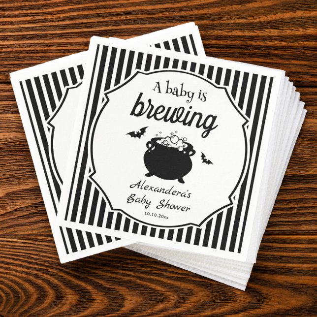 A Baby is Brewing Halloween Baby Shower Napkin (Creator Uploaded)