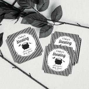 A Baby is Brewing Halloween Baby Shower Paper Coaster