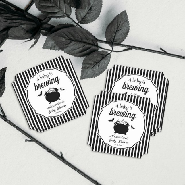 A Baby is Brewing Halloween Baby Shower Paper Coaster (Creator Uploaded)