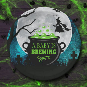 A Baby Is Brewing Halloween Baby Shower Paper Plate
