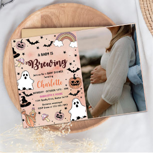 A Baby Is Brewing Halloween Baby Shower Party Invitation