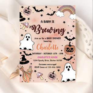 A Baby Is Brewing Halloween Baby Shower Party Invitation