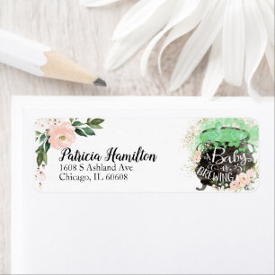 A Baby Is Brewing Halloween Baby Shower Return Address Label