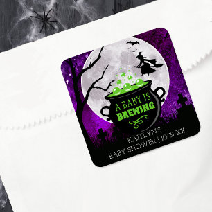 A Baby Is Brewing Halloween Baby Shower Square Sticker
