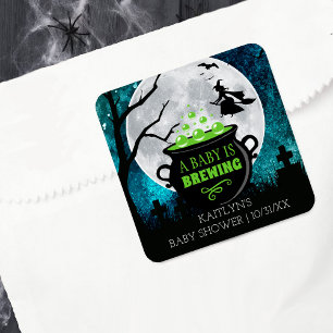 A Baby Is Brewing Halloween Baby Shower Square Sticker
