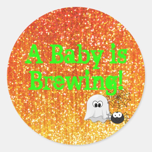 A Baby is Brewing! Halloween Baby Shower Sticker (Front)