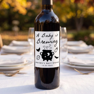A Baby is Brewing Halloween Baby Shower Wine Label