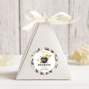 A Baby is Brewing Halloween Cauldron Baby Shower Classic Round Sticker