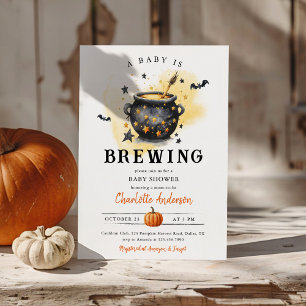A Baby is Brewing Halloween Cauldron Baby Shower Invitation