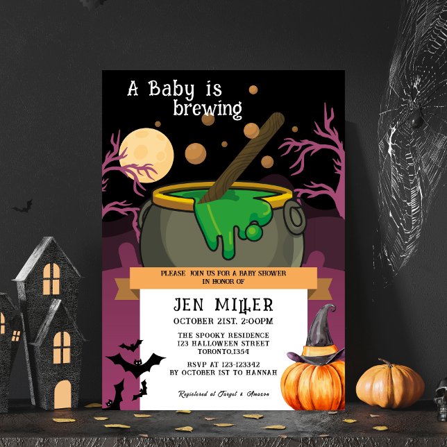 A Baby is brewing Halloween fall baby shower Invitation (Creator Uploaded)