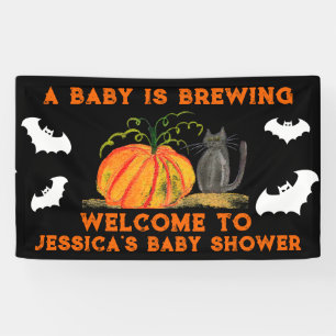 A Baby is Brewing Halloween Pumpkin Baby Shower Banner
