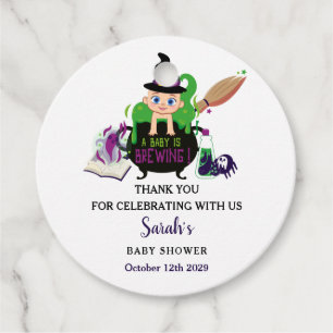 A Baby Is Brewing Halloween Witch Baby Shower Favour Tags