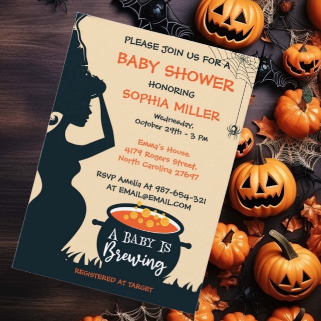 A Baby Is Brewing Halloween Witch Baby Shower Invitation (Creator Uploaded)