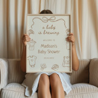 A Baby is Brewing Hand Drawn Baby Shower Welcome