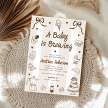 A Baby is Brewing Hand Drawn French Baby Shower