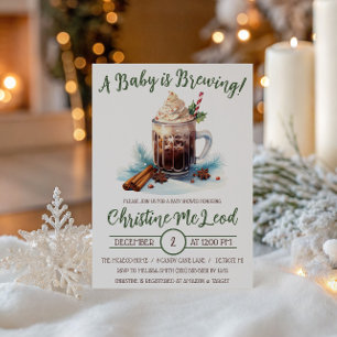 A Baby is Brewing, Holiday Iced Coffee Baby Shower Invitation
