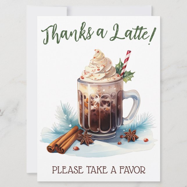 A Baby is Brewing, Holiday Iced Coffee Favour Sign Invitation (Front)