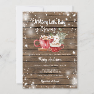 A Baby is Brewing Hot Chocolate Wood Baby Shower Invitation