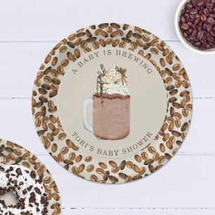 A Baby Is Brewing Iced Coffee Baby Shower Paper Plate