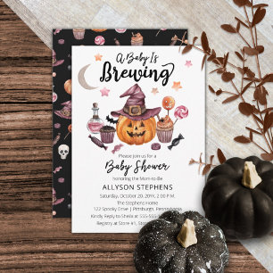 A Baby Is Brewing Jack-O-Lantern Halloween Shower  Invitation