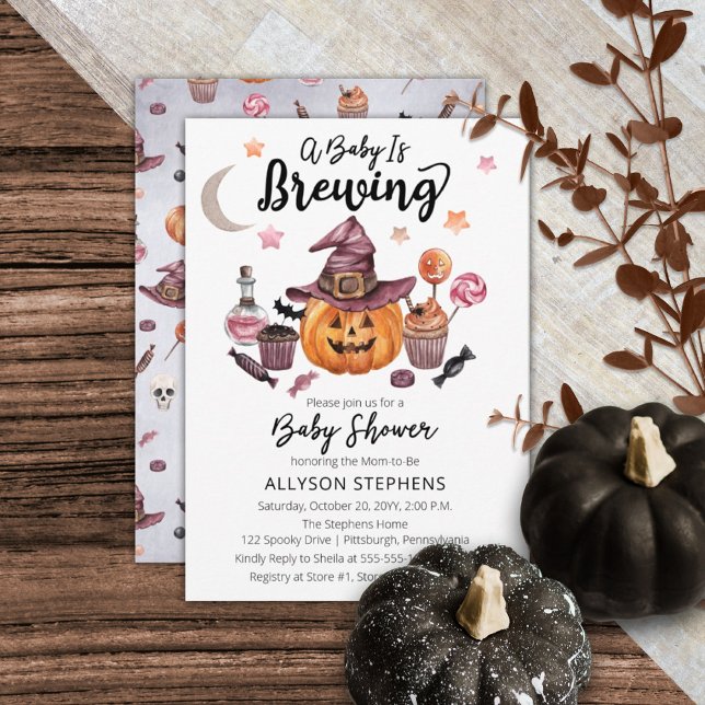 A Baby Is Brewing Jack-O-Lantern Halloween Shower  Invitation (Creator Uploaded)