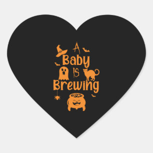 A Baby Is Brewing Maternity Halloween Women Funny Heart Sticker