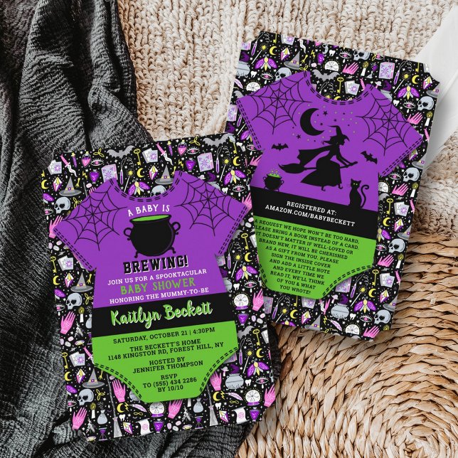 "A Baby Is Brewing" Modern Halloween Baby Shower Invitation (Creator Uploaded)
