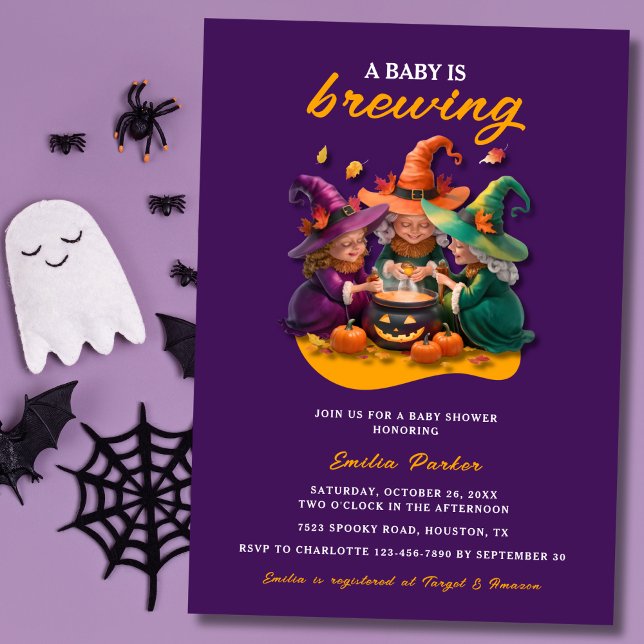 A Baby is Brewing Modern Halloween Baby Shower Invitation (Creator Uploaded)