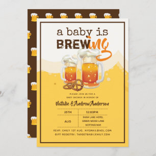 A Baby Is Brewing Momma Pint Beer Modern Boy Girl Invitation