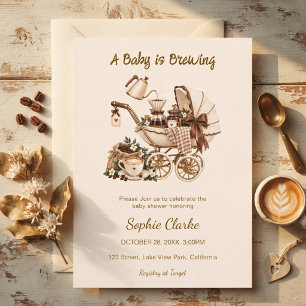 A Baby is Brewing Neutral Coffee Baby Shower Invitation