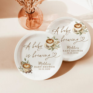 A Baby is Brewing Paper Plates, Coffee Baby Shower Paper Plate