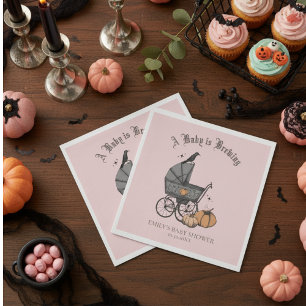 A Baby is Brewing Pink Baby Shower Napkin