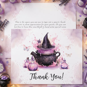 A Baby Is Brewing Pink Halloween Baby Shower  Thank You Card