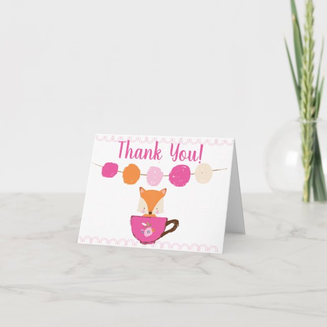 A Baby is Brewing Pink Teacup Shower Thank You Card (Front)