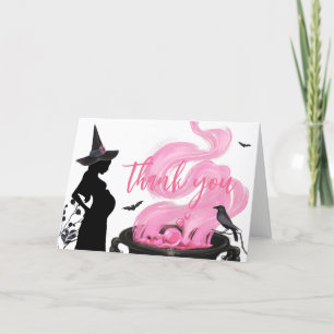 A Baby is Brewing Pink Witch Baby Shower Thank You Card