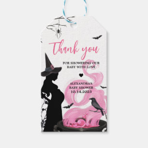 A Baby is Brewing Pink Witch Favour Tags