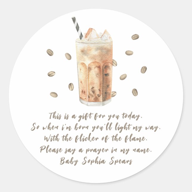 A baby is brewing - Prayer candle label (Front)