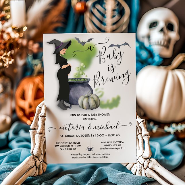 A Baby is Brewing Pregant Witch Baby Shower Invitation (Creator Uploaded)