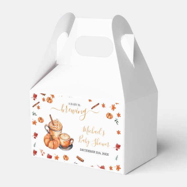A Baby Is Brewing Pumpkin Spice Coffee Baby Shower Favour Box (Front Side)